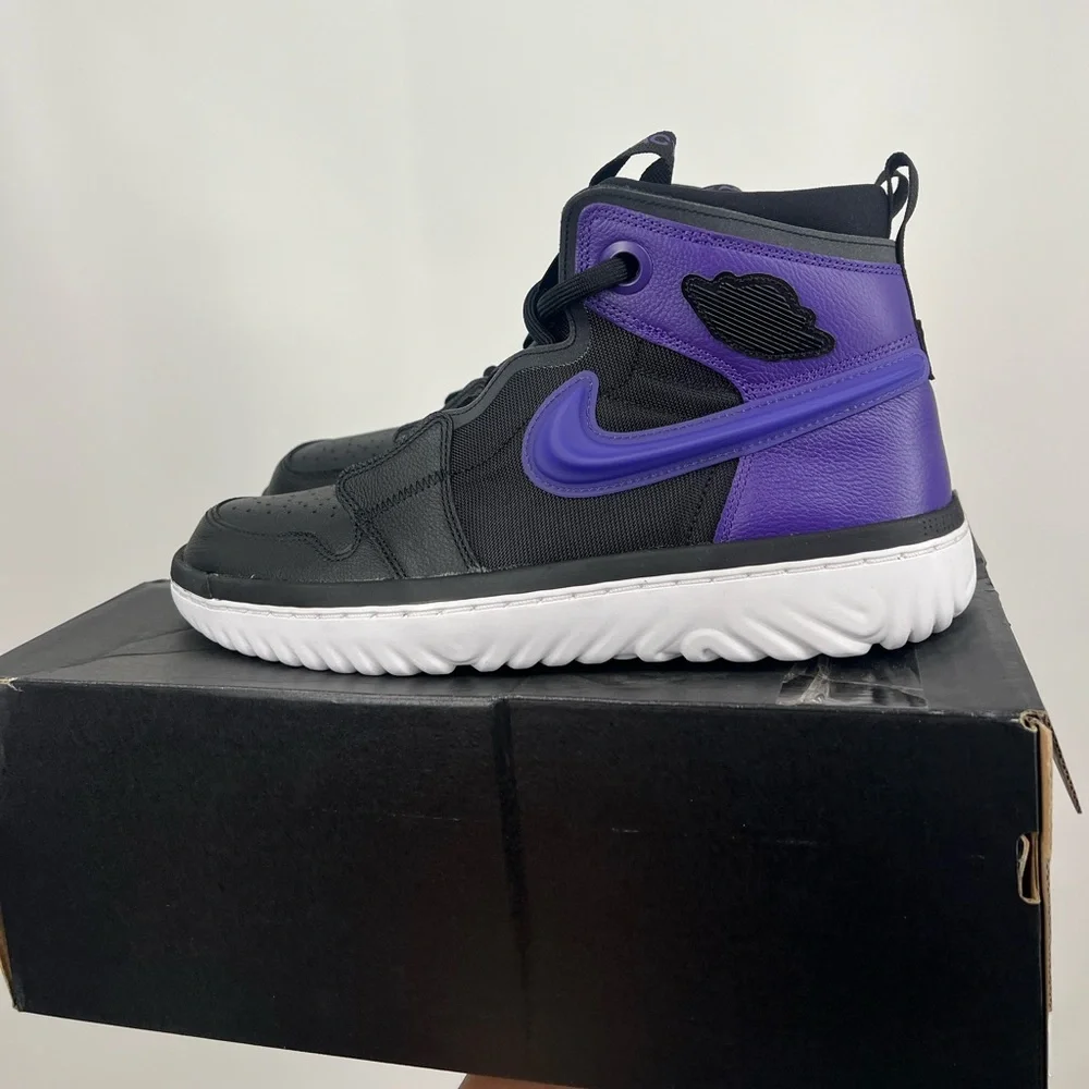 Nike Air Jordan 1 High React Black Court purple retro Size 11.5 - Picture 3 of 5